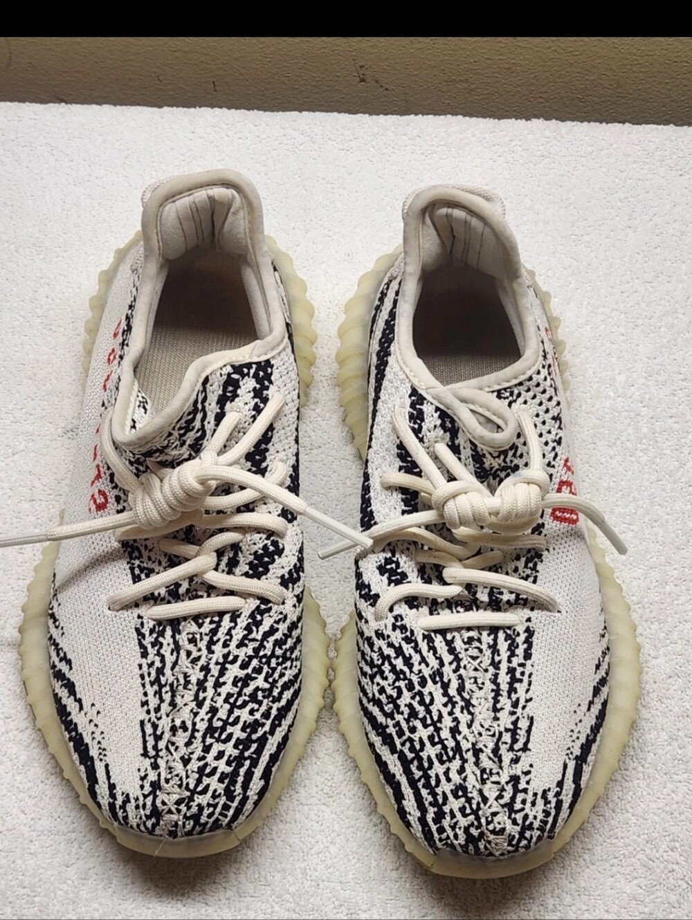 Adidas Yeezy Boost 350 V2 Zebra CP9654 Men Size 5.5 White Black Red